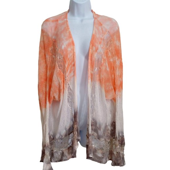 Sundance Southwest Coastal Lightweight Knit L-Sleeve Lacey Open Front Sweater M - Picture 1 of 15